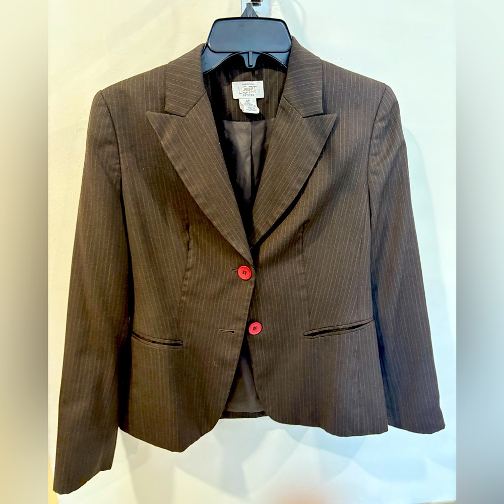 Women’s Ann Taylor brown with pink pinstripes blazer